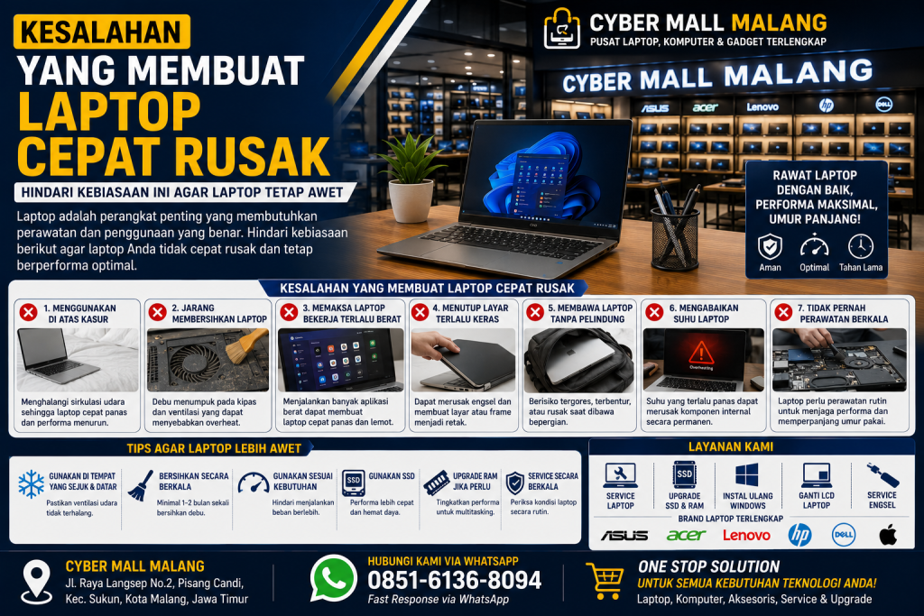 Kesalahan Yang Membuat Laptop Cepat Rusak
